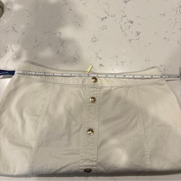 Michael Kors Cream Button Front Crop Top & Mini Skirt Set – Size L - Picture 12 of 16